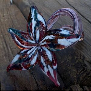 Murano Style hand blown glass art stem whimsical art fairy cottagecore boho